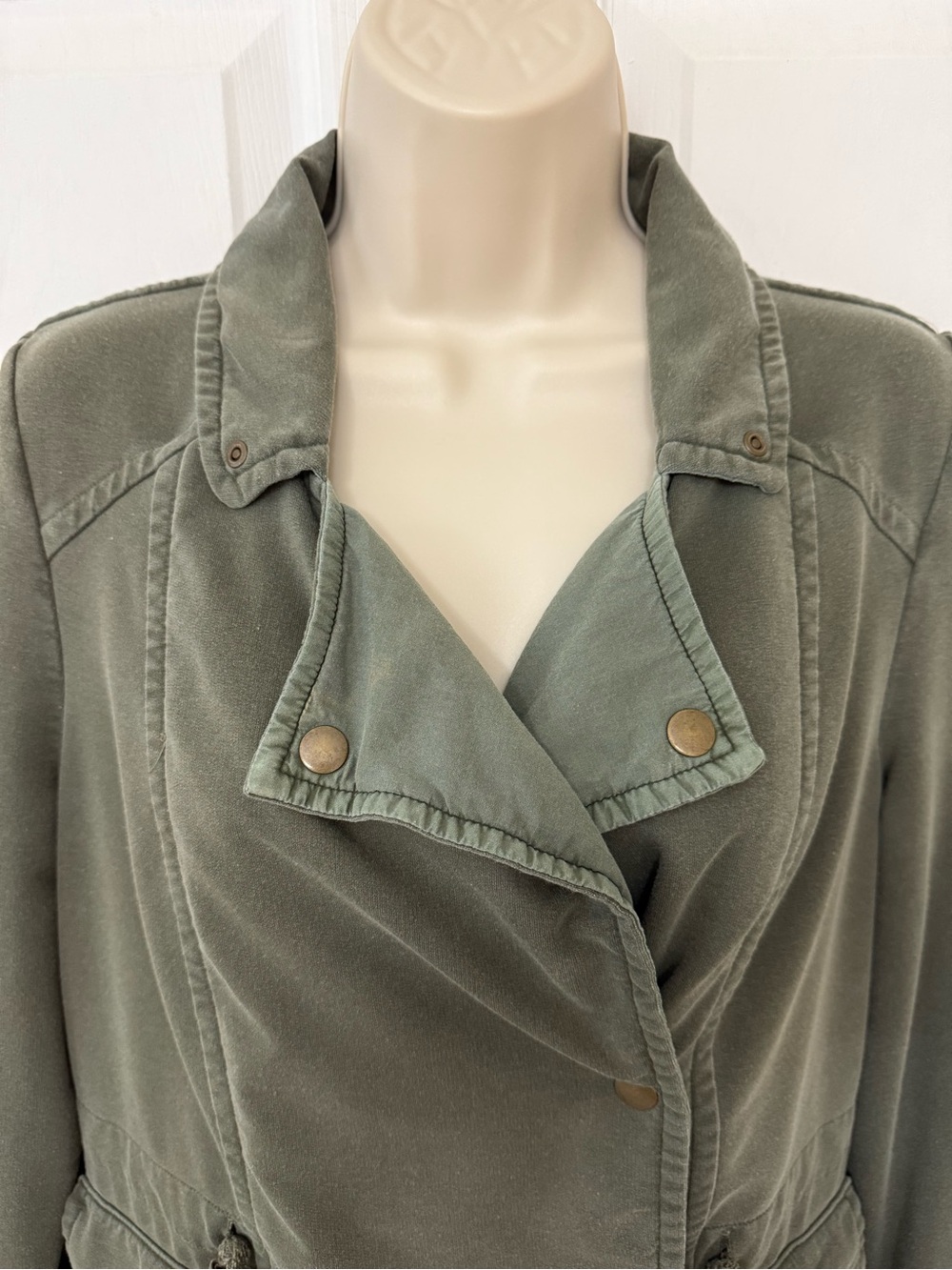 Saturday Sunday Anthropologie Olive Green Utility Jacket Cargo Drawstring Medium - Picture 6 of 15